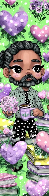 Free teacher bookmark featuring a bearded teacher with books